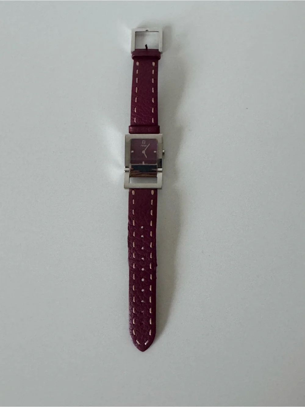 Authentic Vintage Fendi Orologi Square Watch – Burgundy Leather